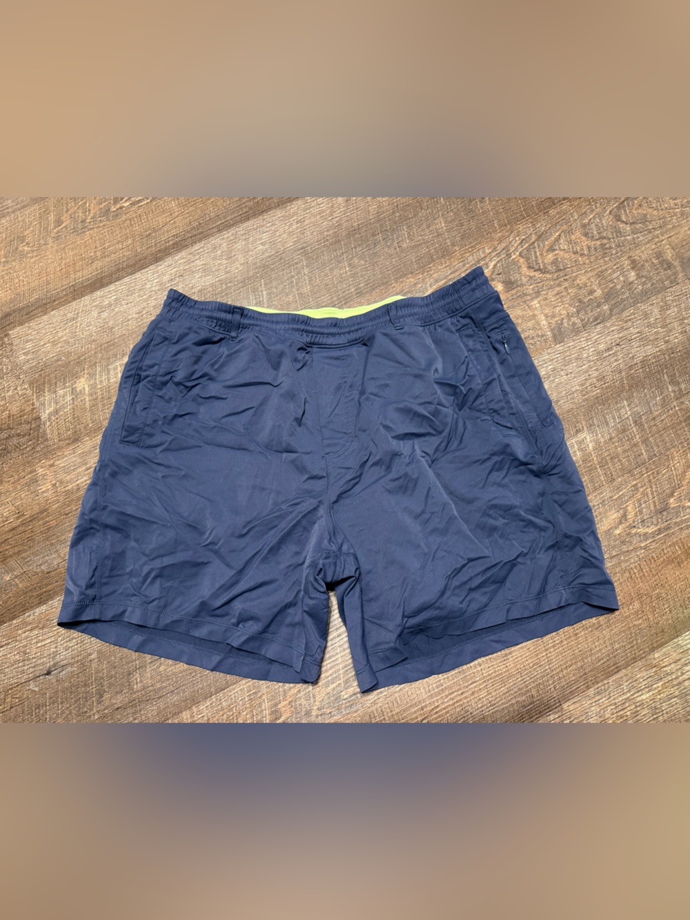 DISCONTINUED Navy Birddog Jogger 5in Inseam Shorts w/ Lime Green Liner Sz XXL